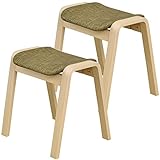 山善(YAMAZEN) 2脚組 曲げ木 スタッキング スツール グリーン YCF406(NA/GR)#2