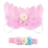 Junda ベビー キッズ ヘアバンド レース プレゼント 天使の翼 記念撮影 (ピンク)