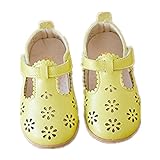 Candykids　ベビー おしゃれ 靴 サンダル　夏 赤ちゃん キッズ 履き心地 柔らか マジックテープ 　滑り止め 付き 可愛い 花 女の子 シューズ (内寸13.2cm, イエロー)