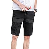 Gaosa ショートパンツ メンズ 無地 春 夏 クール　ハーフパンツ 5分丈 (黒, M)