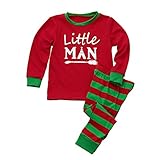Tovadoo 子供服 男の子 トップス+ズボン 秋冬 クリスマス衣装 アルファベット柄 縞模様 可愛い 部屋着 クリスマスパーティー 2-9歳