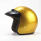 DGF ヘルメットゴールドレトロハーレーオートバイメンズレディースオートバイヘルメットフォーシーズンズエレクトリックカー3/4ハーフヘルメット (サイズ さいず : XL)