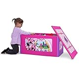 新しい。Disney Minnieマウス頑丈なプラスチック成形トイボックスストレージビン、オーガナイザーカラーでピンクとパープル組み合わせwith 2つ仕切り