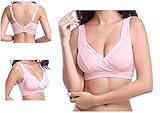 サラっと 快適 マタニティ ハーフトップ 授乳 兼用 ブラ クロスオープン 産前 綿 ブラジャー (38/XL, ピンク)