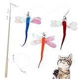 SONGWAY 猫 おもちゃ 猫じゃらし ねこおもちゃ ねこじゃらし ３点飛ぶトンボ 釣り竿付き