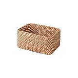 無印良品　重なるラタン長方形ボックス・小　（Ｖ）約幅２６×奥行１８×高さ１２ｃｍ