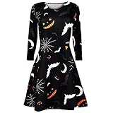ワンピース レディース ハロウィン 頭蓋骨柄 秋きれいめ YOKINO お洒落 お呼ばれ セクシー ワンピース 体型カバー オフィス パーティー 結婚式 旅行 通園 発表会