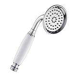 Seacan シャワーヘッド アンティーク 節水 低水圧 取手陶器 汎用 浴び心地いい 取付簡単 (シルバー)
