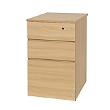 オフィスカグ 3段脇机 鍵付き ナチュラル 幅439×奥行600×高さ700mm MOD-W600-N