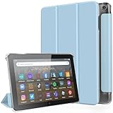 fire hd 8 ケース 2024/2022/2020 第12世代/第10世代 TiMOVO Fire HD 8/Fire HD 8 Plus カバー スタンドケース タブレット保護ケース オートスリープ機能 耐衝撃 傷つき防止 軽量 半透明 PUレーザー kindle fire hd 8 ケース fire hd 8 plus カバー スカイブルー