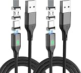 マグネット 充電ケーブル USB 急速充電 高速データ転送 3in1 iPhone Type-C led USBC Micro マグネット式 磁石 タイプc じゅうでんケーブル 充電器 android 等対応 (1m*2)
