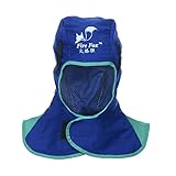 Dolity 保護具　溶接面　頭巾　溶接ネック　2色選択　安全　溶接頭巾　溶接ヘッドカバー　難燃性　洗濯可能　保護フード　ヘルメット用　 - ブルー