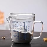 Drvruro 計量カップ 耐熱ガラス 測定カップ メジャーカップ 250ml 500ml 電子レンジ 食洗機対応目盛付き電子レンジ計量コップ目盛カップ蓋付き (フラットカバー,500ml)