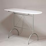 カウンターテーブル アジャスター付 幅120×奥行き45×高さ85.5cm　ホワイト色 シルバー脚