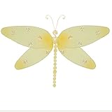 HangingドラゴンフライイエローSparkleナイロンメッシュトンボデコレーション装飾赤ちゃん保育園寝室女の子部屋天井壁装飾結婚式誕生日パーティーベビーシャワーバスルーム子供Childrens 3