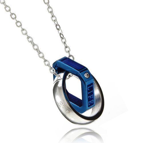 [ナピスト]Napist サージカル ステンレス ネックレス RING & SQUARE メンズ ブルー