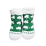 グリーン新生児Bootie Socks Withホワイトシャムロック印刷