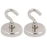 uxcell マグネットフック 強力 68kg/150 LB 42mmベース径 50mm高さ 2個入り