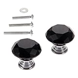 2個入りセット クリア クリスタル取っ手 ハンドル ガラスノブ 引き出し取っ手 手すり ネジ付き クリア クリスタル ガラス キャビネット 食器棚 ドレッサータンス (30mm)