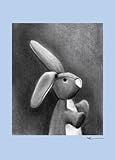 Oopsy Daisy Charcoal Bunny Canvas Wall Art, Blue, 10' x 14' [並行輸入品]