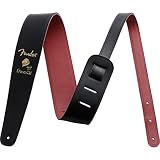 Fender フェンダー 日本製レザーストラップ Ken Signature Strap, Black/Red