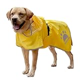 MAMORE犬レインコート フードマント 反射材付き防水犬レインコート 調節可能な二重軽量 大中型犬に適しています (イエロー, L)