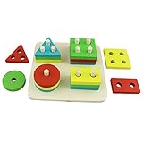 iEFiEL Child Learing Wooden Toy Shape Color Geometric Sorting Board [並行輸入品]