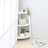ソリッドウッドコーナーフラワーラックリビングルームコーナー収納ラック台形の花スタンドフロア本棚 (Color : White)