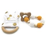 Kissteether 2pcs 木製おもちゃの動物の赤ちゃんの歯は、ブレスレットのイヤリングのウサギの耳が1セット/2PCおもちゃ歯のジュエリーモンテッソーリおもちゃ有機木材ビーズかぎ針編みの歯のブ