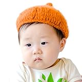 (カジュアルボックス)CasualBox ベビー Mohair マッシュルーム ニット ベレー帽 フリーサイズ 赤ちゃん 出産祝い Chamr チャーム(オレンジ)