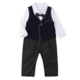 Baby Boy服装、幼児用紳士ワンピースジャンプスーツClothes withスーツベスト&ボウタイ カラー: ブルー