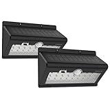 dodocool 26 LED ソーラーライト 520ルーメン壁灯 バッテリーフリー 防水 人感センサーと光センサー 自動点灯消灯 屋外照明/軒先/壁掛け/庭先などのライト ブラック (2-PACK)