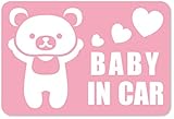 imoninn BABY in car ステッカー　【マグネットタイプ】　No.11　クマさん　（ピンク色）