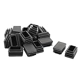 uxcell パイプキャップ オフィス プラスチック製 長方形 テーブル キャビネット 脚 パイプキャップ ブラック 30 x 20mm 20個入り