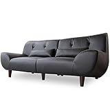 (DORIS) ソファ 2人掛け 【ヴィフ】 ロータイプ 最高級アーティフィシャルレザー 二人でゆったりワイドサイズ 横幅166cm (ブラック)