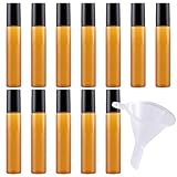 I'm so happy ロールオンボトル 10ml 遮光 詰め替え 容器 ガラス 透明 アトマイザー 香水 漏斗付き 12本セット (10ml)