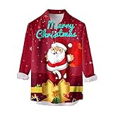 シャツ クリスマス プリント 長袖 メンズ ボタン レジャー ス tシャツ プリント 動きやすい スポーツ フィットネス 大きいサイズ 時尚