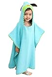 （モダンミス）Mordenmiss キッズ用 アニマル タオル おくるみ 可愛いバスローブ ポンチョ　ビーチタオルローブ イヌさん スカイブルー