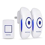 SEEWE ワイヤレスチャイム ドアベル 防水防塵チャイム 玄関チャイム チャイムセンサー 呼び鈴 配線工事不要チャイムセット 家庭用 居酒屋用 介護用 店舗用 レストラン用 LEDライトが光る (送