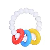 Liebeye おしゃぶりおもちゃ 赤ちゃんの幼児シリコーンかわいいビーズのブレスレット噛むリングおもちゃ ホワイト