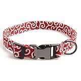 [LaLUCA GOODS] 首輪 犬 猫 しばおもい 散歩 和柄 唐草柄 犬用品 ペットグッズ ペット用品 ドッグ 唐草 和風 軽量 レッド(リボンなし) L
