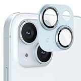 Podick レンズカバー iPhone 15 /15 Plus用 カメラフィルム アルミ合金製 9H強化ガラス 傷防止 レンズ保護 耐衝撃 アイフォン15 /15 プラス 用 カメラ保護 高透過率 黒縁取り 露出オーバー防止 カメラレンズプロテクター ブルー