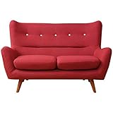 大川家具 5色から選べるラウンドハイバックソファ2人掛けソファ レッド SKT-0131 代引不可