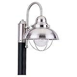 Sea Gull Lighting 8269-98 Outdoor Post Mount with Clear Seeded?Glass Shades, Brushed Stainless Finis