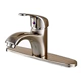 Senlesen Single Handle Bathroom Faucet with Edged Spout Lavatory Vanity Mixer Tap Brushed Nickel [並行