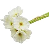 POTOJP 造花 手作り ケシ 造花 ブーケ 枯れないお花 本物みたい 工芸 高級 贈り 壁掛け 結婚式 誕生会 二次会 お祝い 花束プレゼント インテリア 华道 (ホワイト)