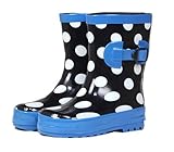 キッズ柄レインブーツ (ドリドリ)doridori 6色 子供用 長靴 (20cm, ドットブラック)glo001