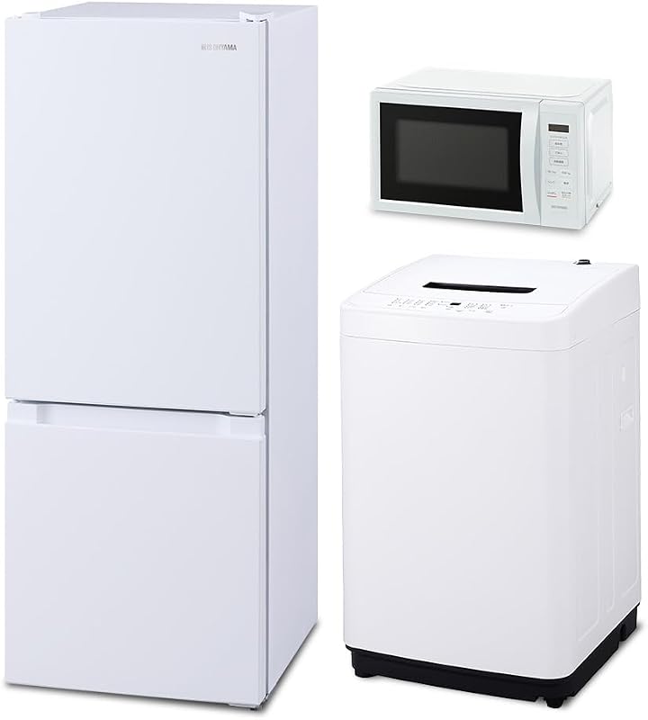 【新生活家電3点セット】アイリスオーヤマ 家電セット 冷蔵庫 133L 洗濯機 5kg 電子レンジ 17L ホワイト 一人暮らし