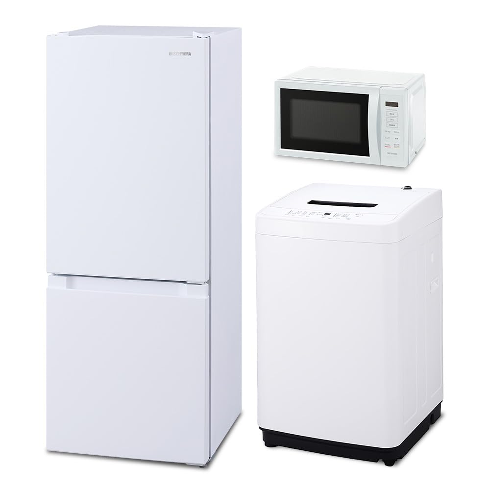 【新生活家電3点セット】アイリスオーヤマ 家電セット 冷蔵庫 133L 洗濯機 5kg 電子レンジ 17L ホワイト 一人暮らし - 1
