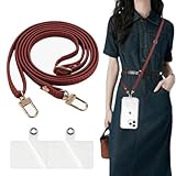 [HOPEOME] スマホストラップ-ショルダーストラップ-ネックストラップ-スマホ 斜めがけ 肩掛け 首かけ ストラップ 70cm～140cm 長さ調節可能 iPhone 全機種対応 透明タグパッチ2枚入り-レッド